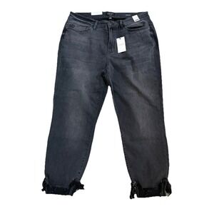 NWT Judy Blue Jeans Sz 20W High Waist Skinny Black Destroyed Tulip Hem JB82159BK